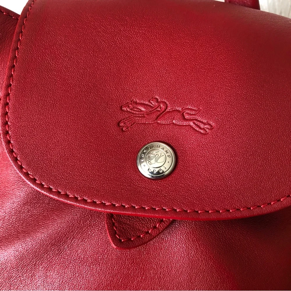 ❤️cutie❤️ lovely LongChamp  Le Pliage Cuir Backpack  extra small soft leather